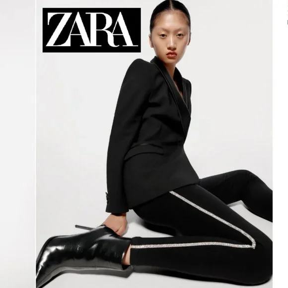 NWT Zara Sparkly Side Stripe Leggings
